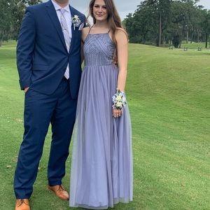 Asos Purple Lavender Beaded Tule Maxi Prom Formal Dress